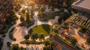AI-generated creative rendering based on trained algorithms and human input.